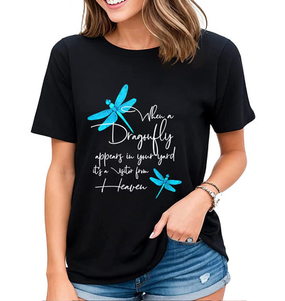 Colorful Dragonfly Graphic T-Shirt Womens Fun Insect Dragonfly Lovers Casual Tops