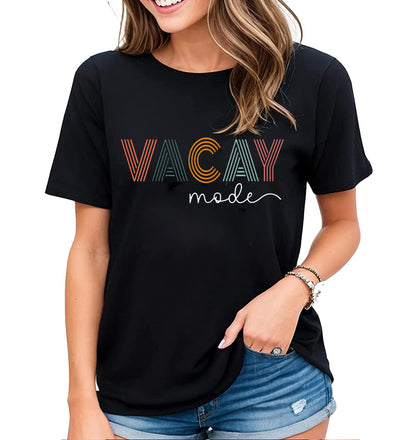 Women's Vacay T-Shirt Vacation Mode Shirt Simple Style Summer Casual Short-Sleeved Tops