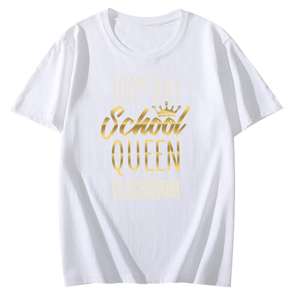 Women 100 Days of Coffee and Chaos Round Neck Short Sleeve T-Shirt Top