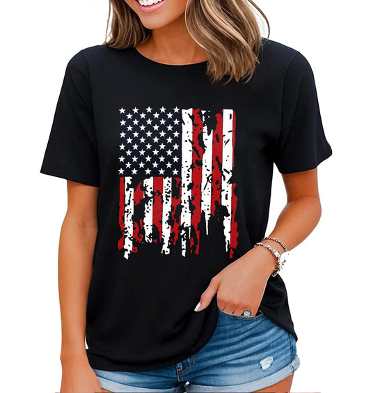 Patriotic American Independence Day Shirts for Women 4th of July USA T-Shirt