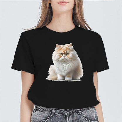 Serious Cat Print Women's Casual T-Shirt