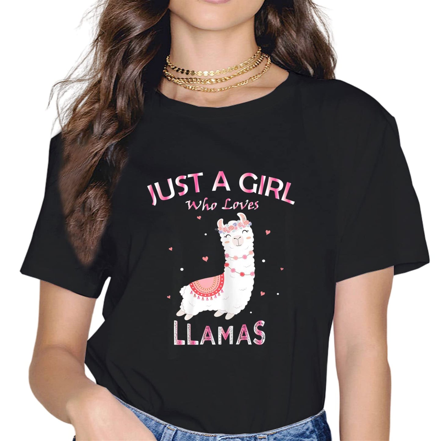 Cute Llama Squad Shirt Fashion Short Sleeve Casual Round Neck Gift T-Shirt