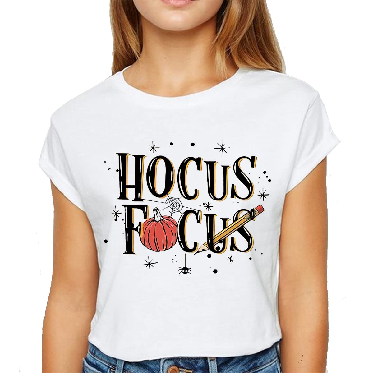 Halloween Shirt for Women Funny Hocus Pocus Tshirt Cute Pumpkin Graphic Tees