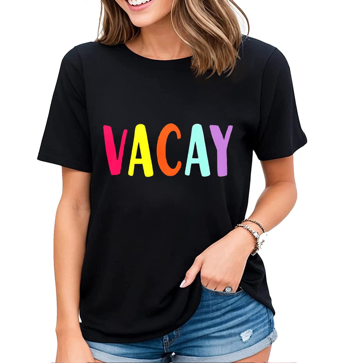Women's Vacay T-Shirt Vacation Mode Shirt Simple Style Summer Casual Short-Sleeved Tops