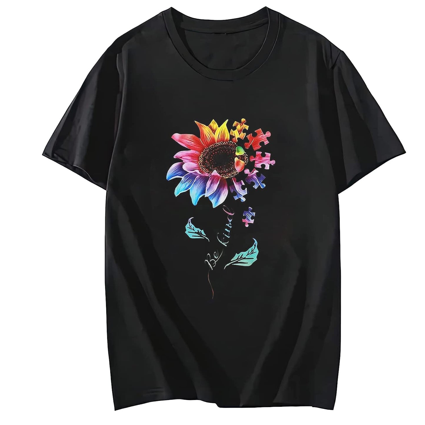 Autism Awareness Shirt Women Be Kind Shirts Autistic Support Graphic Tees Kindness Short Sleeve Tops