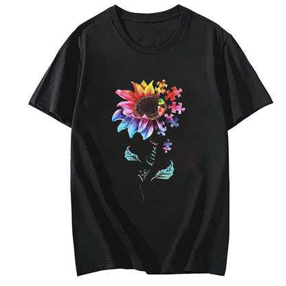 Autism Awareness Shirt Women Be Kind Shirts Autistic Support Graphic Tees Kindness Short Sleeve Tops