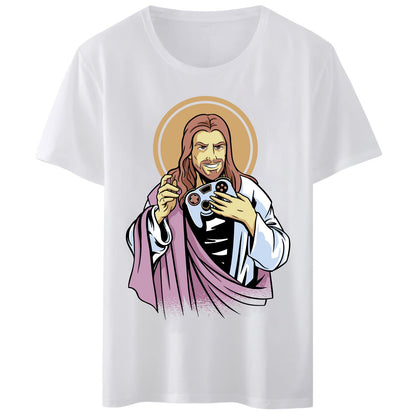 Women T-Shirt Jesus Play Games Funny T-Shirt