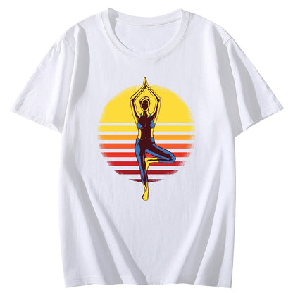 Yoga Sunset Shirt Short Sleeve Comfort Tops T-Shirt for Women