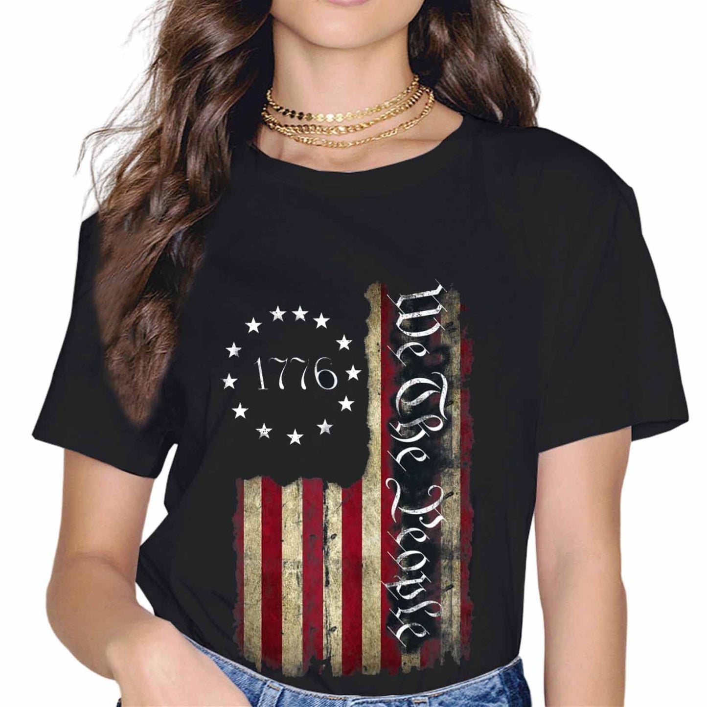 Vintage American Flag Patriotic 1776 We The People USA Gift T-Shirt