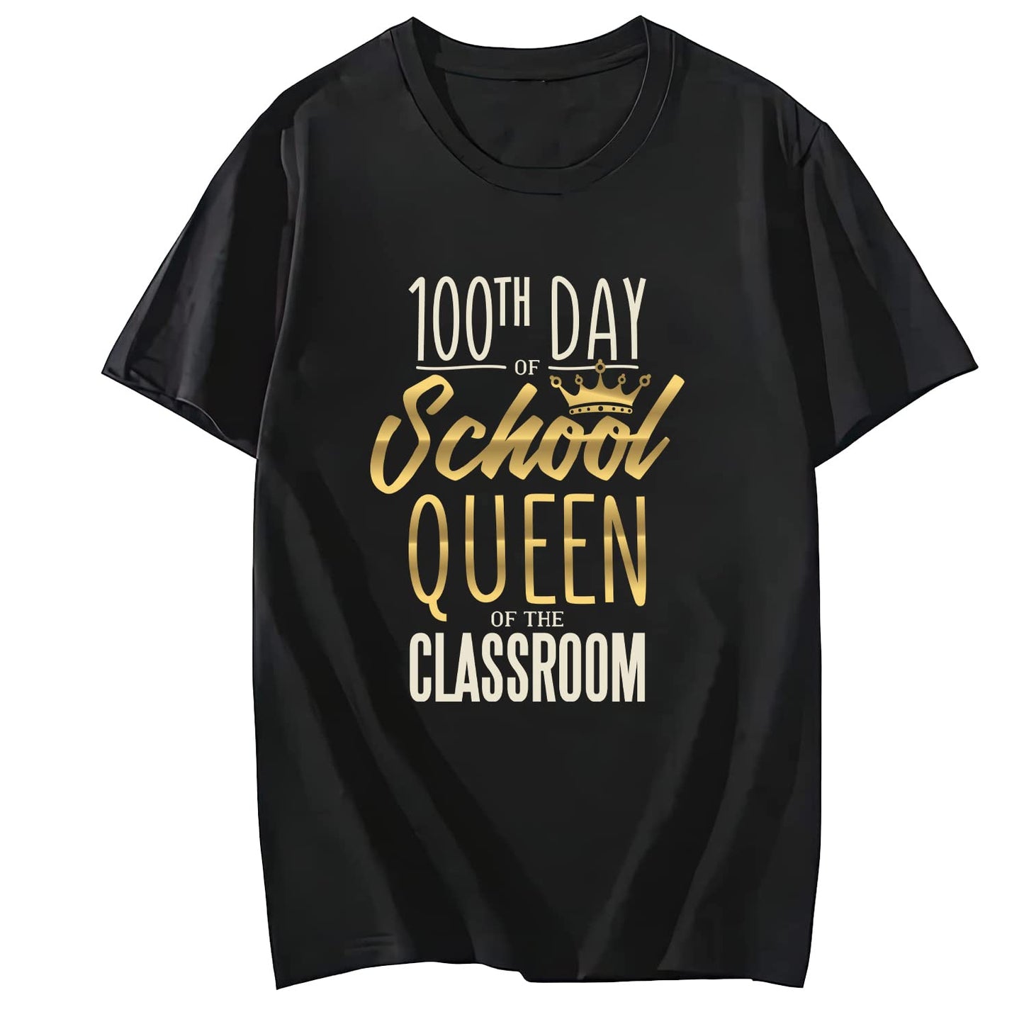 Women 100 Days of Coffee and Chaos Round Neck Short Sleeve T-Shirt Top