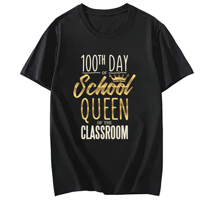 Women 100 Days of Coffee and Chaos Round Neck Short Sleeve T-Shirt Top