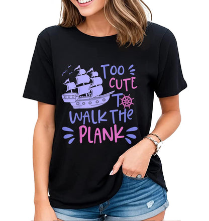 Women's Fun Pirate Pattern Tee Novelty Pirate Lovers Summer Casual Tops
