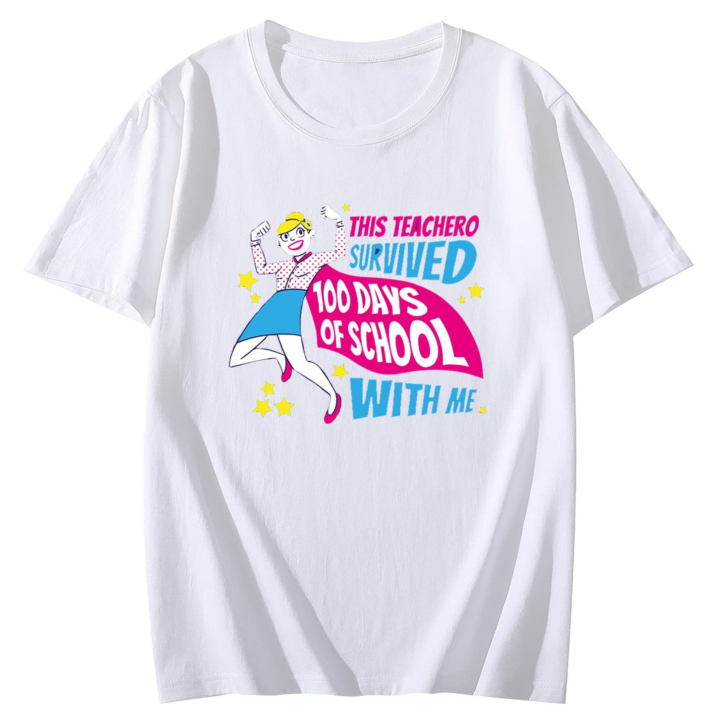 Women 100 Days of Coffee and Chaos Round Neck Short Sleeve T-Shirt Top
