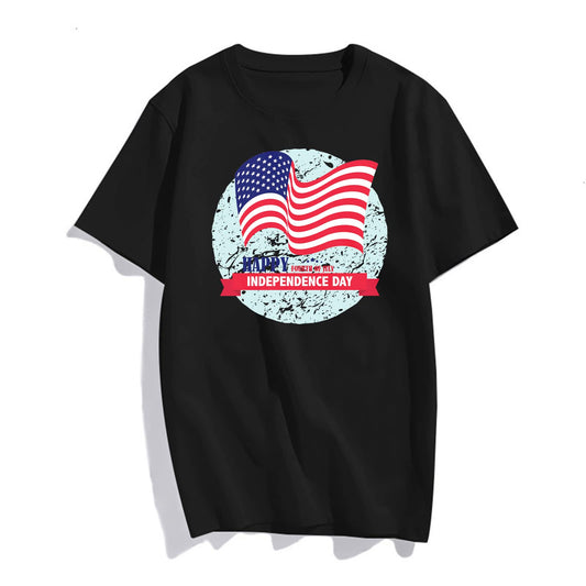 noozuo American Independence Day T-Shirt Women's Short-Sleeved Round Neck Top