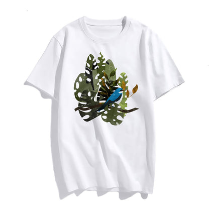 Womens Bird Greenery Graphics Vintage Short Sleeve T Shirts for Women Summer Tops