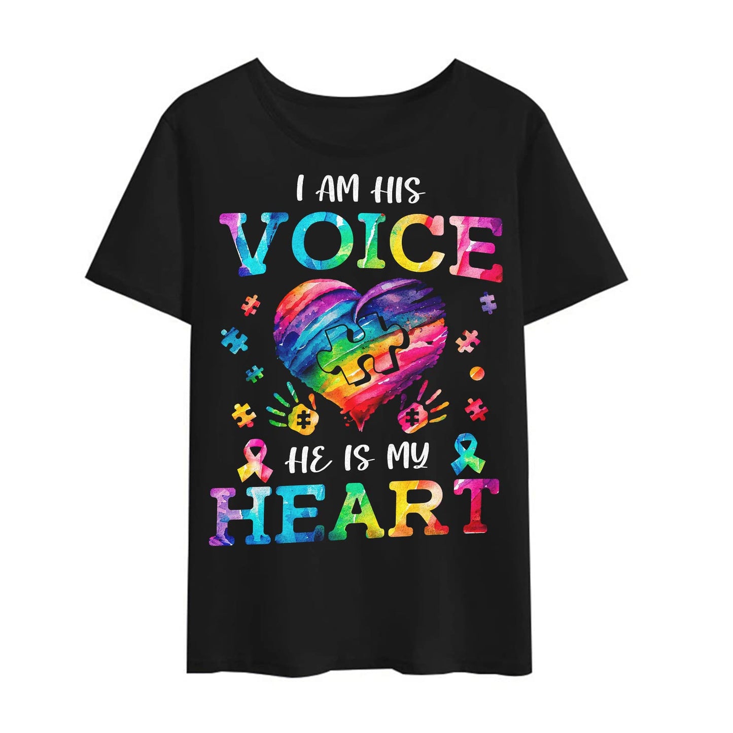 Autism Watercolor Heart T-Shirt - Casual Graphics