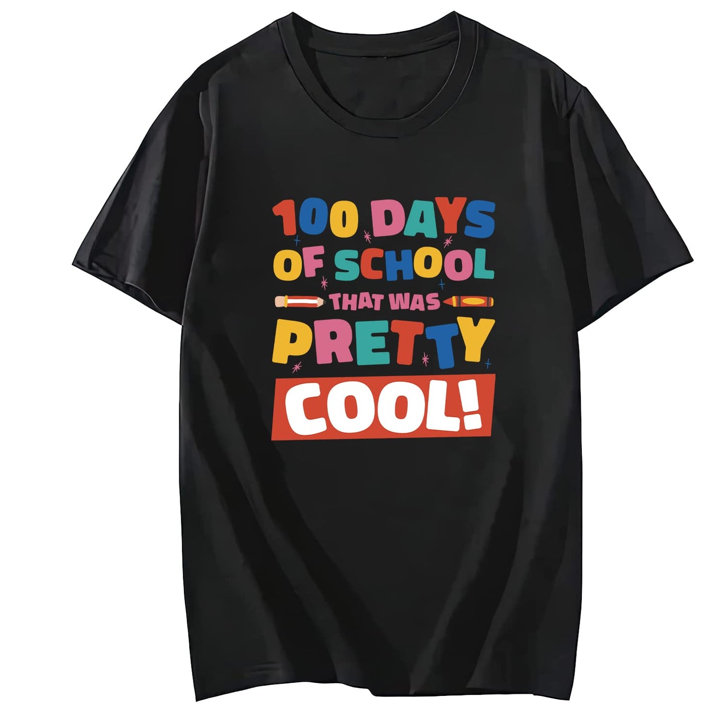 Women's 100 Days of School Love Round Neck Short Sleeve T-Shirt Top