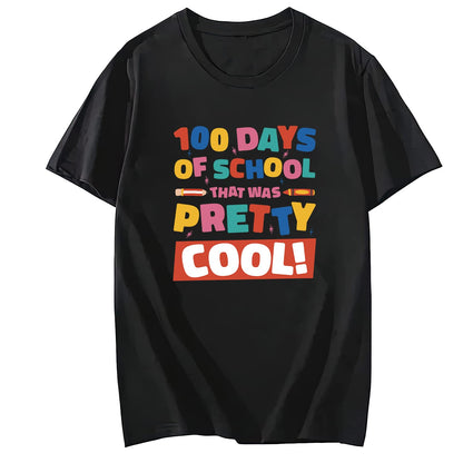 Women's 100 Days of School Love Round Neck Short Sleeve T-Shirt Top