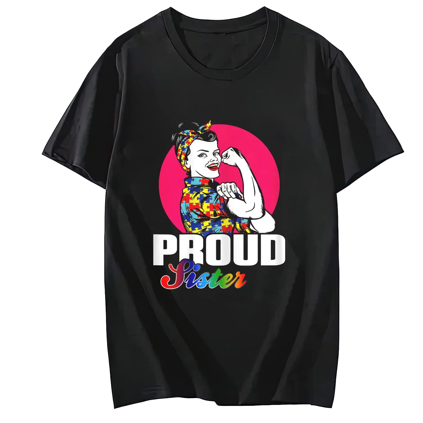 I'm A Proud Autism Grandma Puzzle Ribbon Butterfly Awareness Short Sleeve T-Shirt