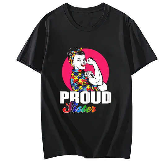 I'm A Proud Autism Grandma Puzzle Ribbon Butterfly Awareness Short Sleeve T-Shirt