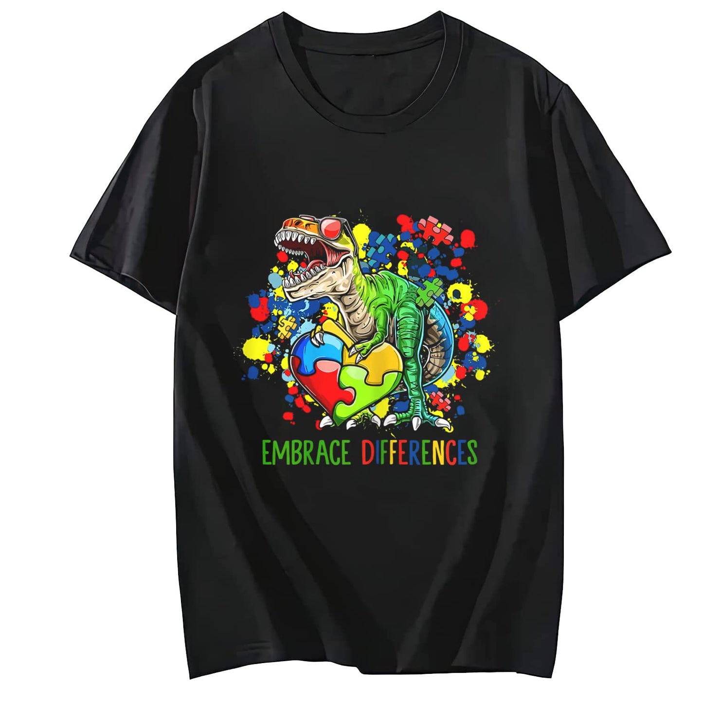Puzzle Shirt for Women and Men Embrace Differences Dinosaur Autism Awareness T-Shirt