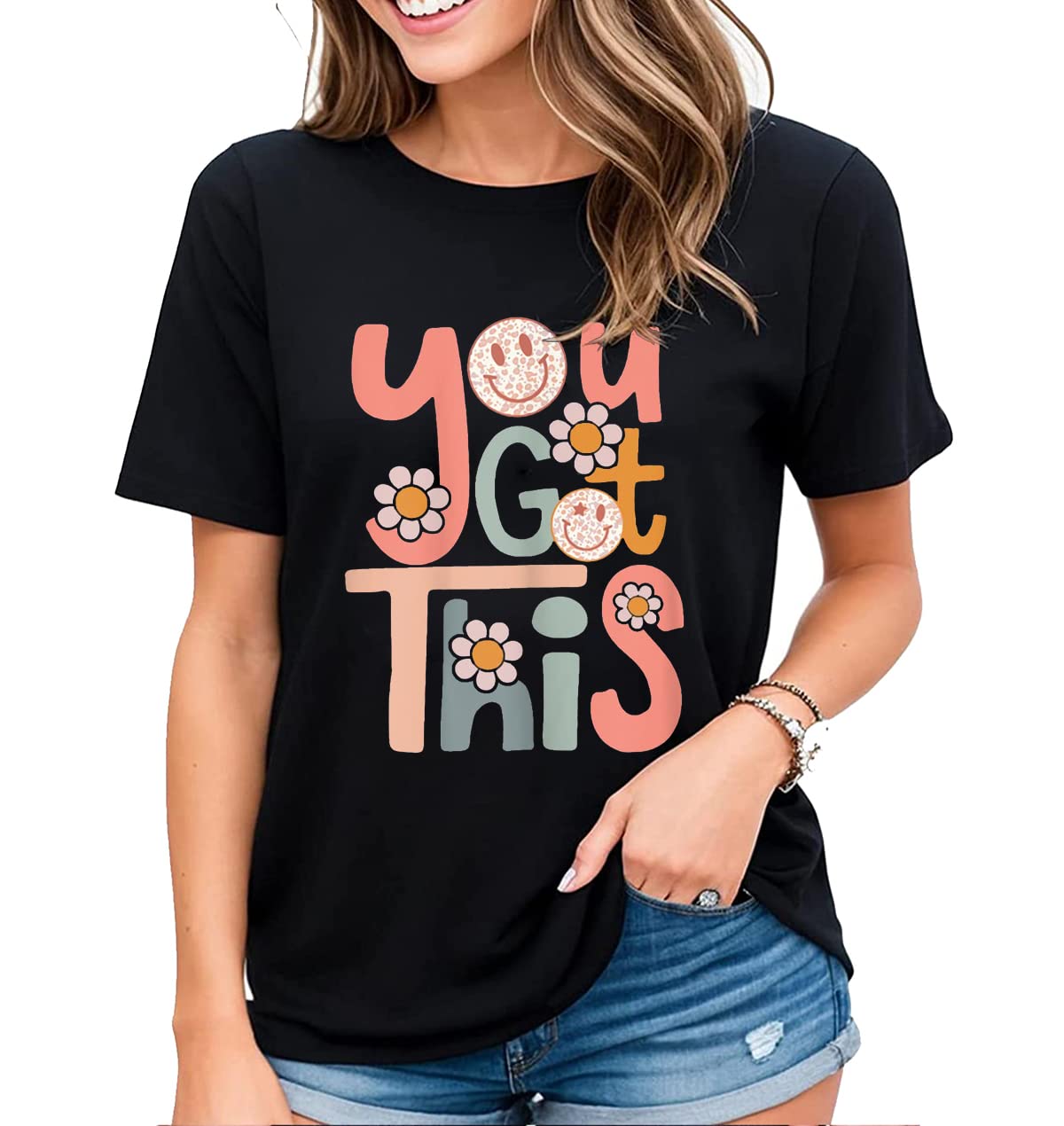 Tshirt for Women Funny Test Day Rock The Test Don't Stress Just Do Your Best Casual Short-Sleeved Tops