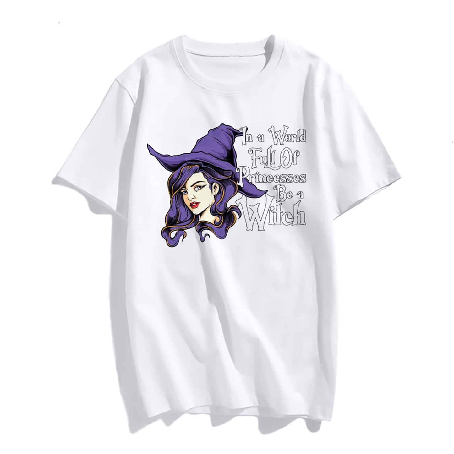 Halloween Witch Print Female Short Sleeve Graphic Fashion Summer T Shirt Women