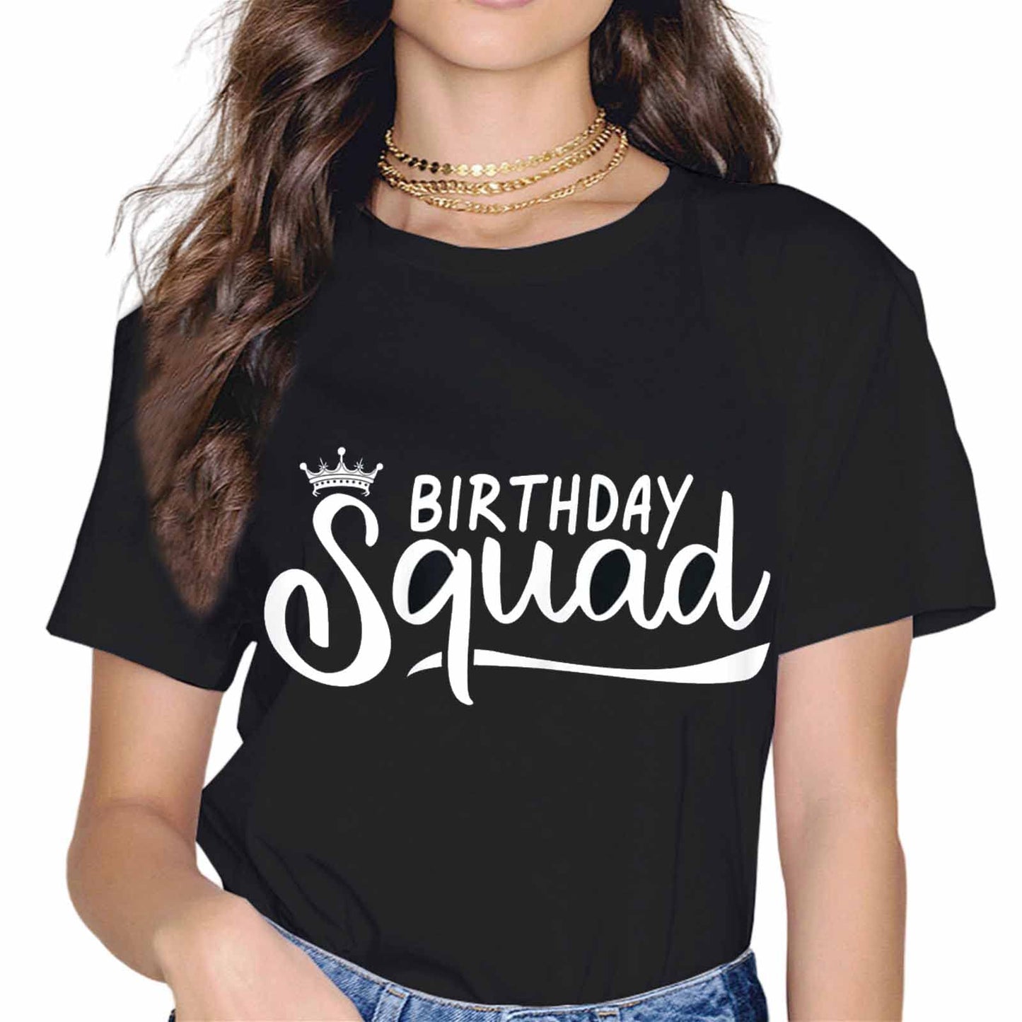 Birthday Squad Party Fashion Short Sleeve Casual Round Neck Gift T-Shirt