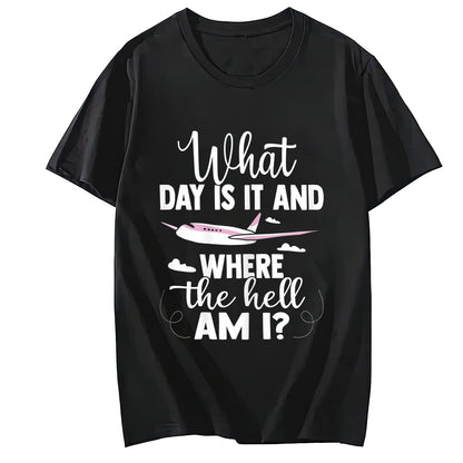 Slogan Which Means Where Am I? Comfortable Casual Round Neck Short Sleeve T-Shirt