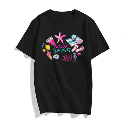 Womens Hi Summer Graphic Short Sleeve T Shirts for Women Tops Teen Girl Clothes