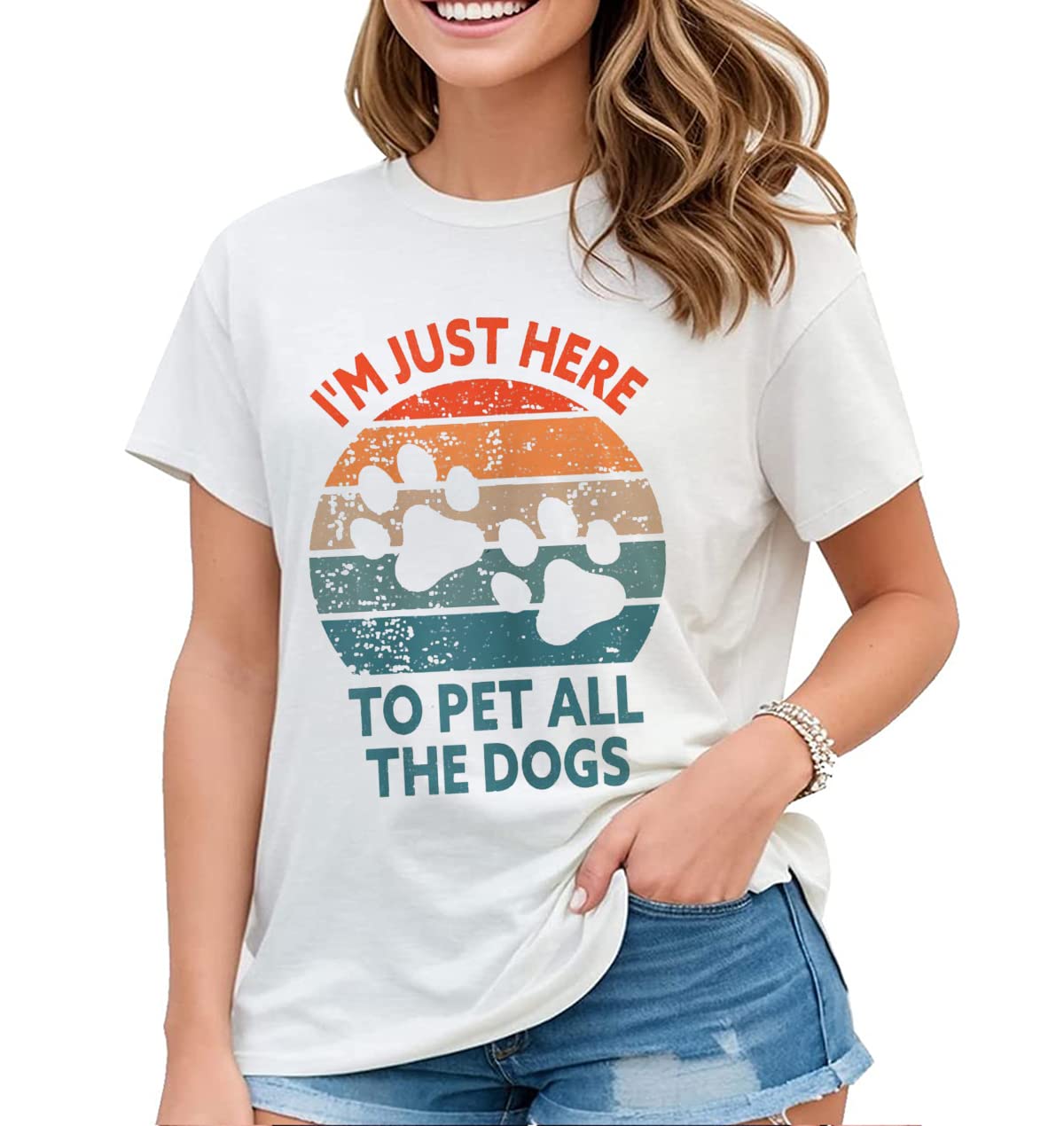 Women's T-Shirt Fun Dog Paw Graphic Tee Dog Lovers Gifts Casual Short Sleeve Tops