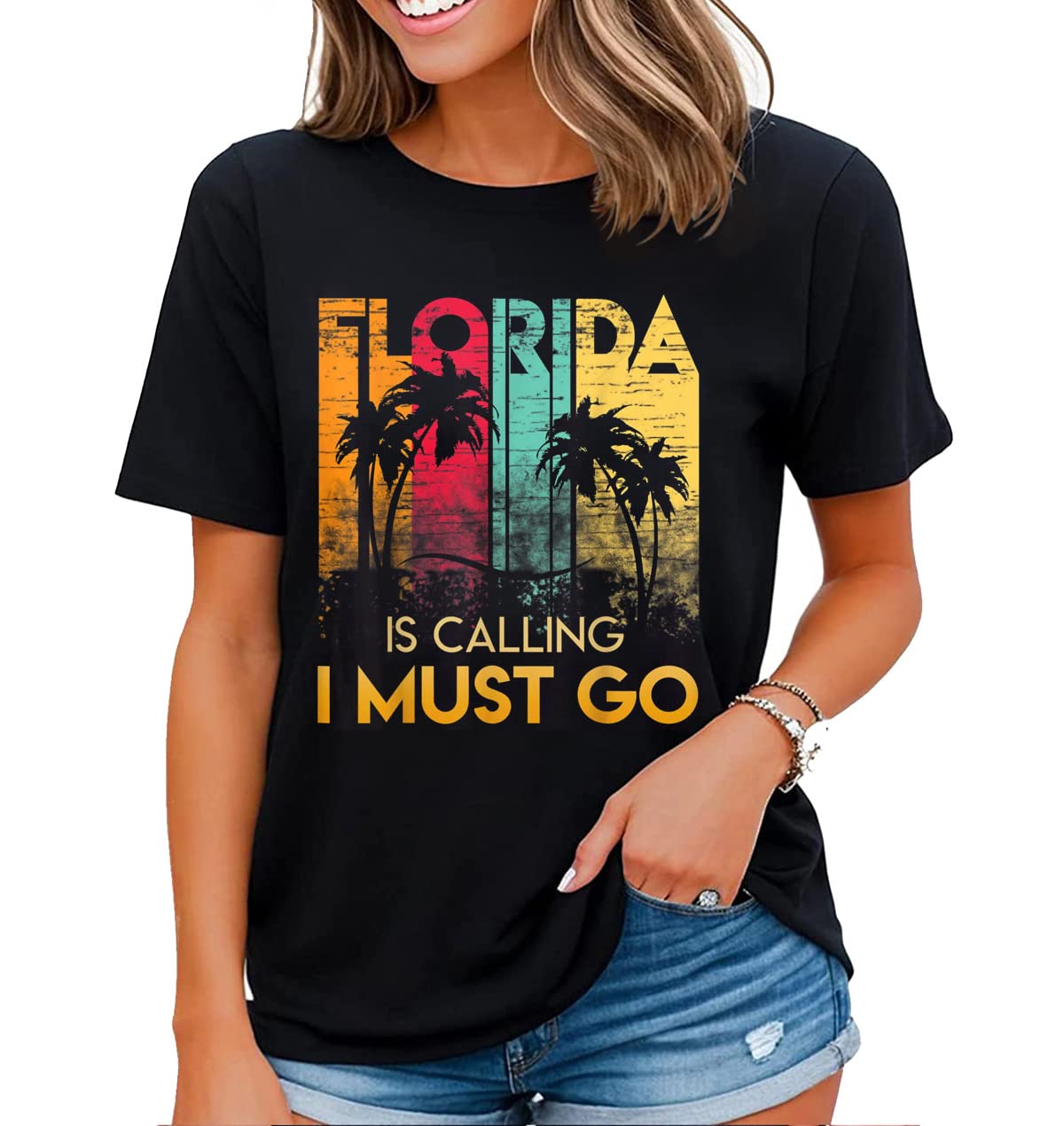 noozuo New Tropical Summer Vacation Shirt Women Florida Holiday Beach Palm Tree T-Shirt