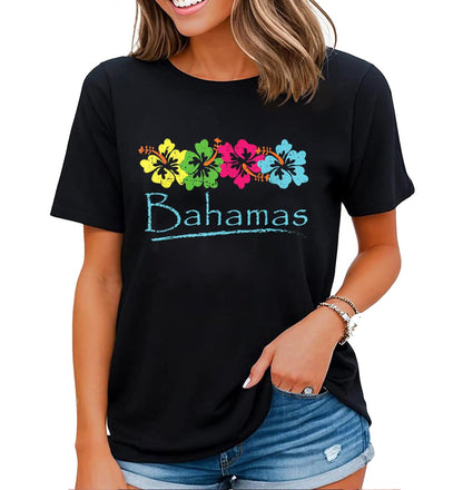 noozuo Bahamas Travel Vacation Shirt Womens Beach Summer Surf Beach Palm Tree T-Shirt