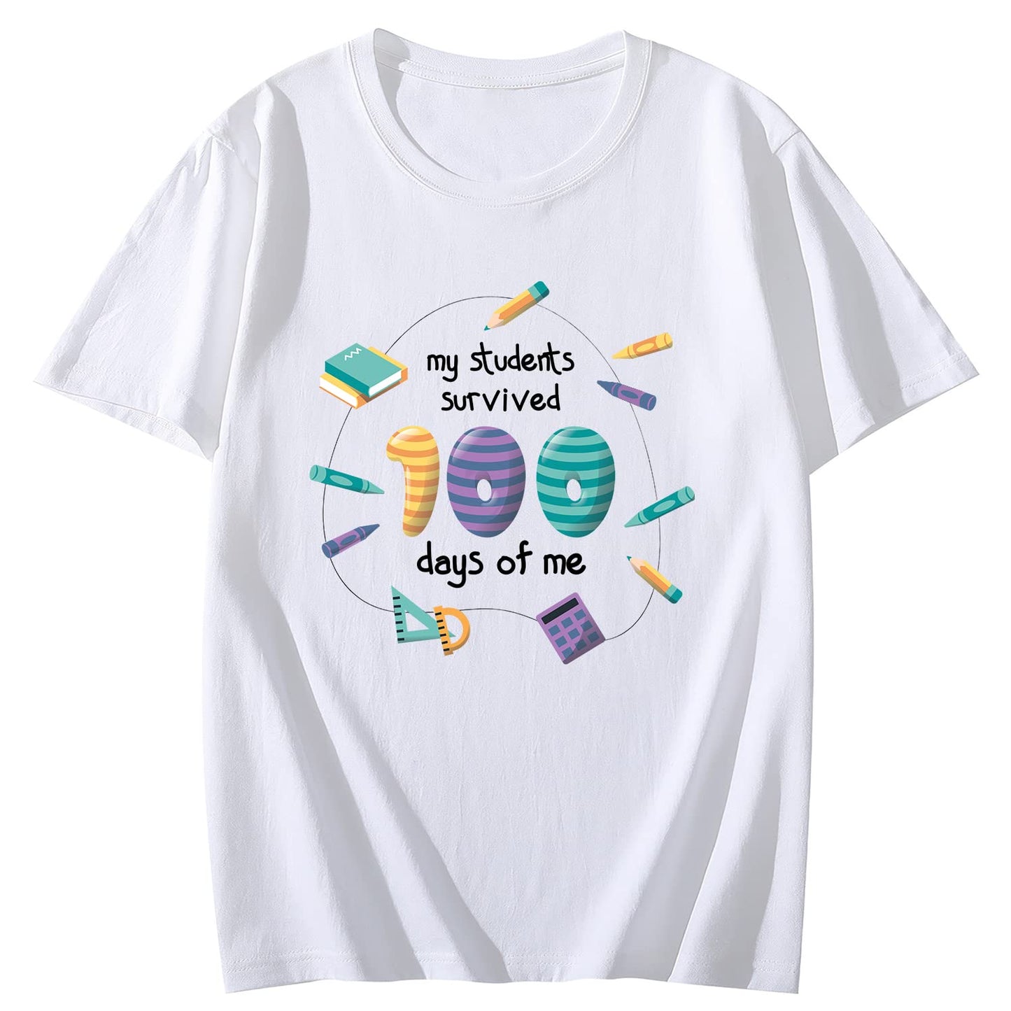 Women 100 Days of Coffee and Chaos Round Neck Short Sleeve T-Shirt Top