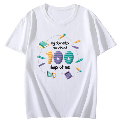 Women 100 Days of Coffee and Chaos Round Neck Short Sleeve T-Shirt Top
