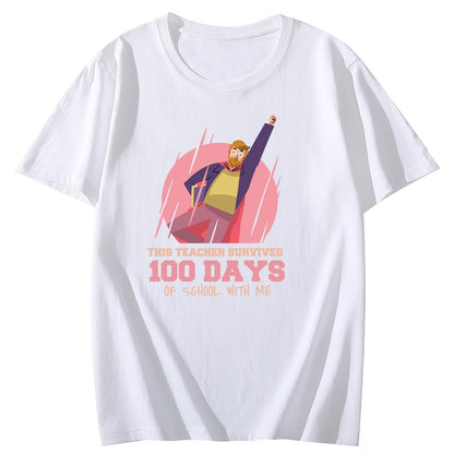 Women 100 Days of Coffee and Chaos Round Neck Short Sleeve T-Shirt Top