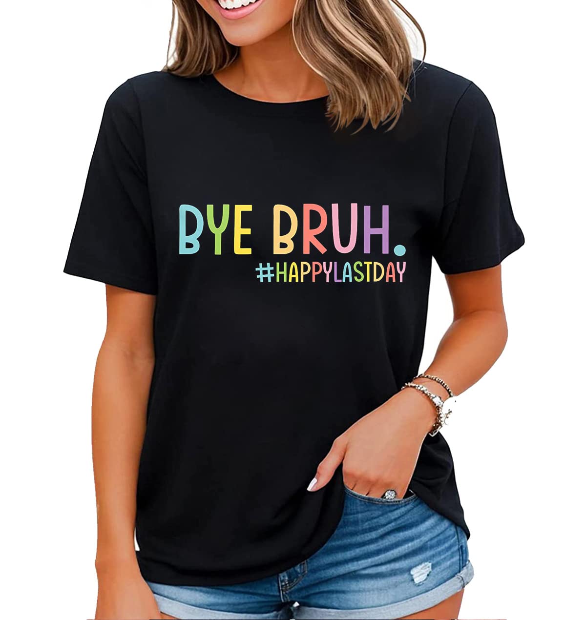 Happy Last Day of School Shirt Teachers End of Year Students T-Shirt for Women