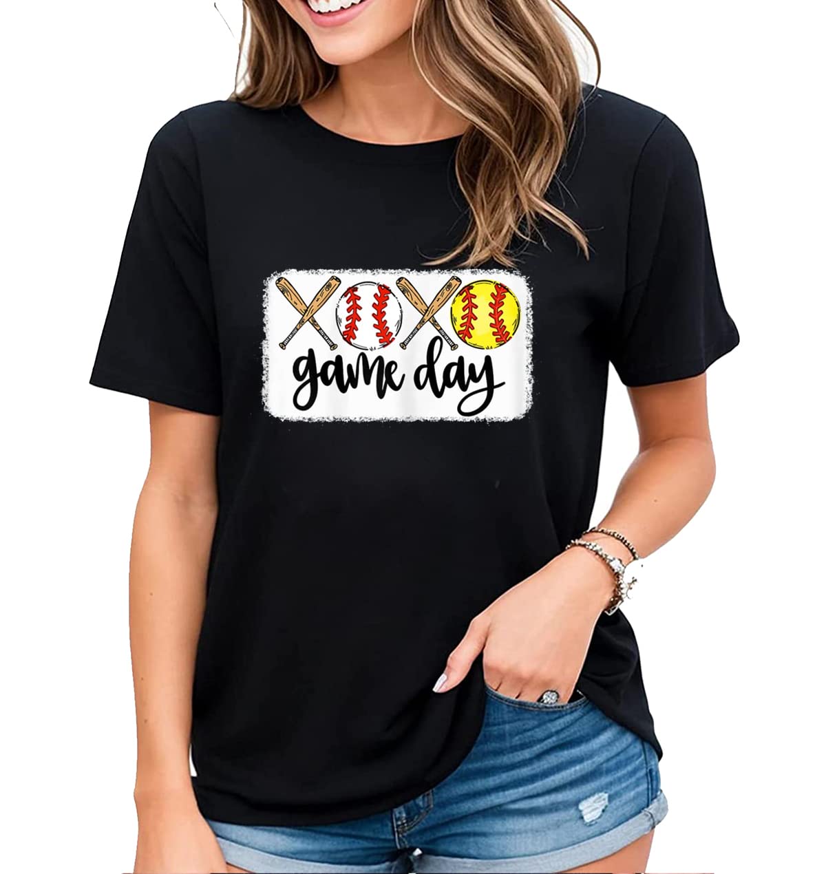 Womens Baseball Life Game Day Baseball Lovers Gift Short Sleeve T-Shirt