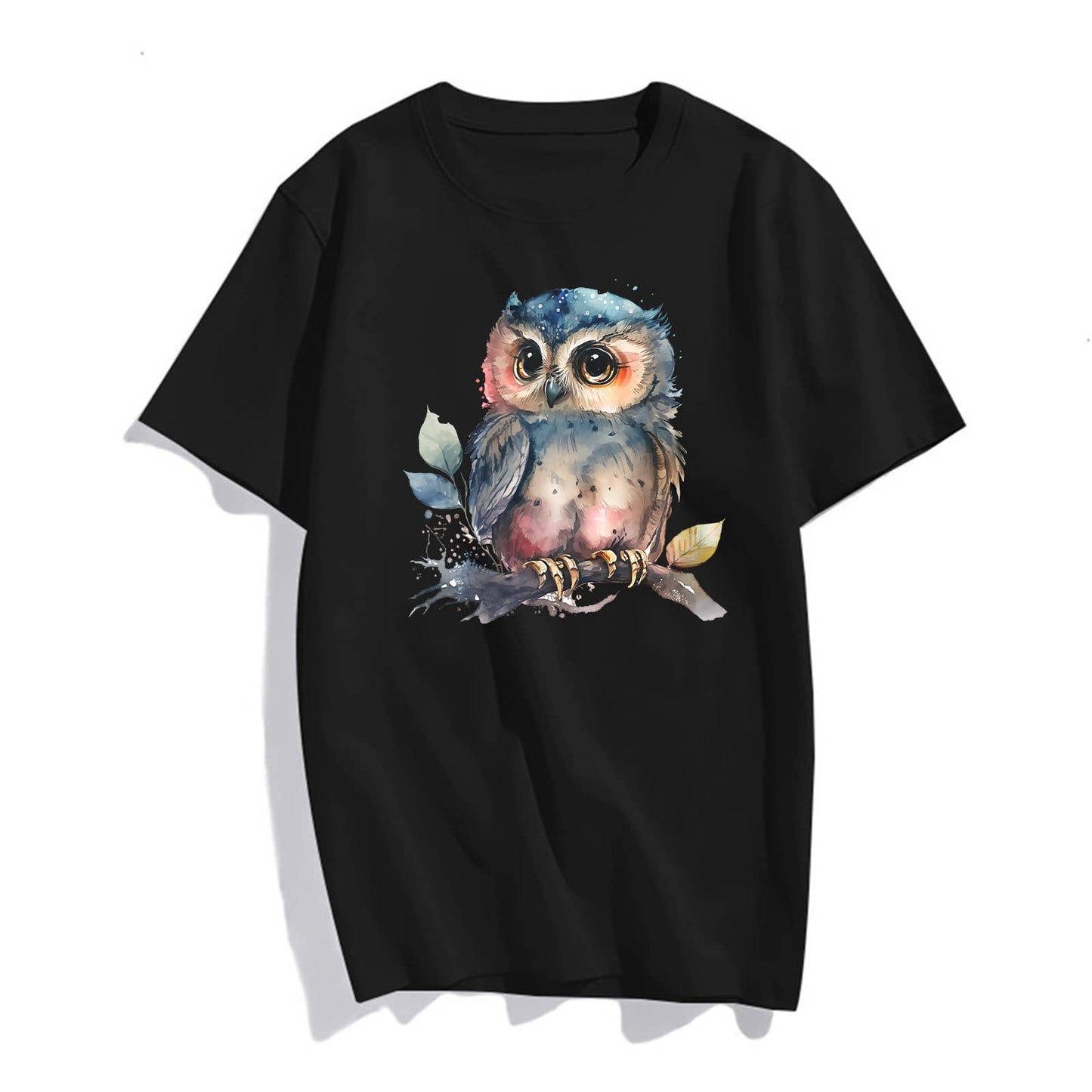 Owl Graphic Short Sleeve T Shirts for Women Tops Teen Girl Clothes