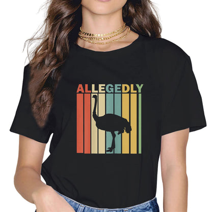 Allegedly Ostrich Fashion Short Sleeve Casual Round Neck T-Shirt