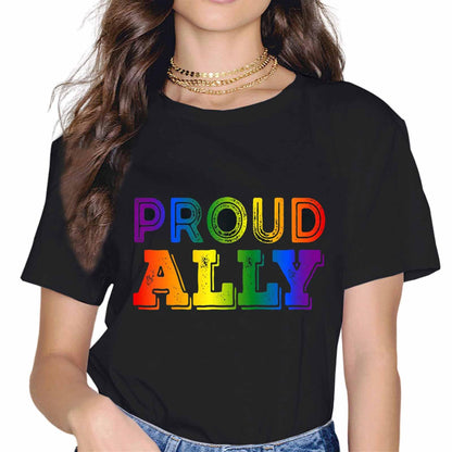 LGBT Ally Pride Rainbow Proud Ally Fashion Short Sleeve Casual Round Neck Gift T-Shirt