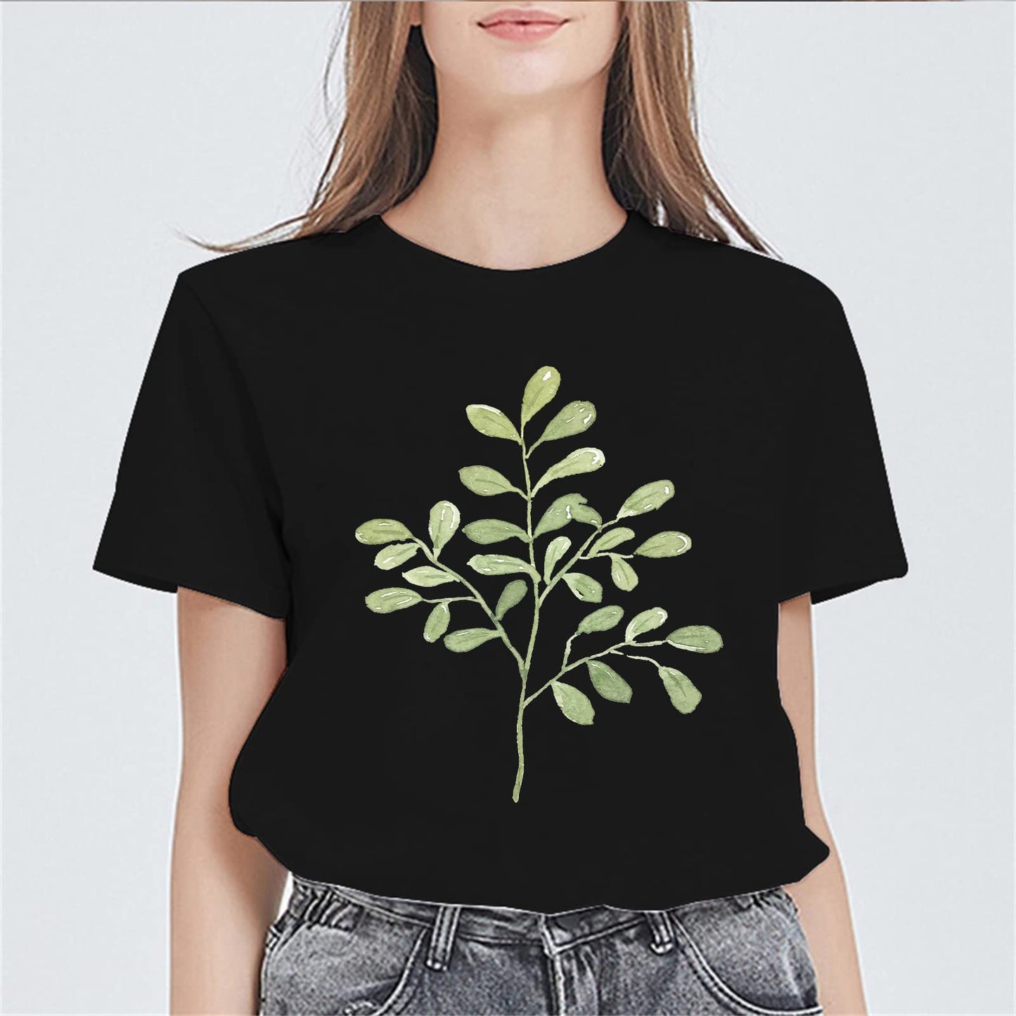 Women Greenery Graphics T-Shirt Fashion Casual Short-Sleeved Tops Teens Girl Clothes