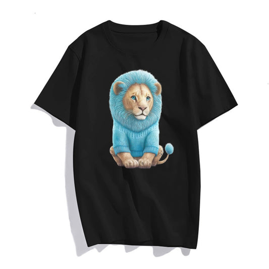 Women Cute Lion Graphics T-Shirt Fashion Casual Short-Sleeved Tops Teens Clothes