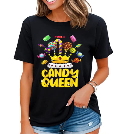Cute Candy Design Shirt for Women Girls Kids Sweets Candy Lover Casual Short Sleeve Tops