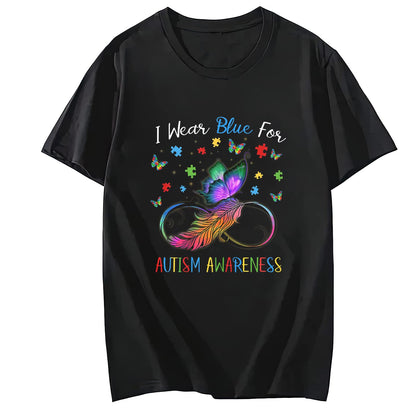 I'm A Proud Autism Grandma Puzzle Ribbon Butterfly Awareness Short Sleeve T-Shirt