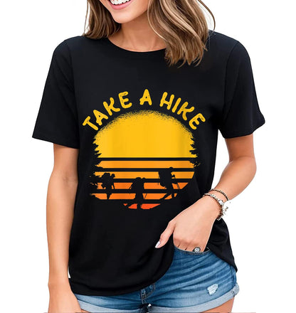 T-Shirt Womens Camping Nature Lover Take A Hike Environmentalist Wanderlust Casual Short-Sleeved Tops