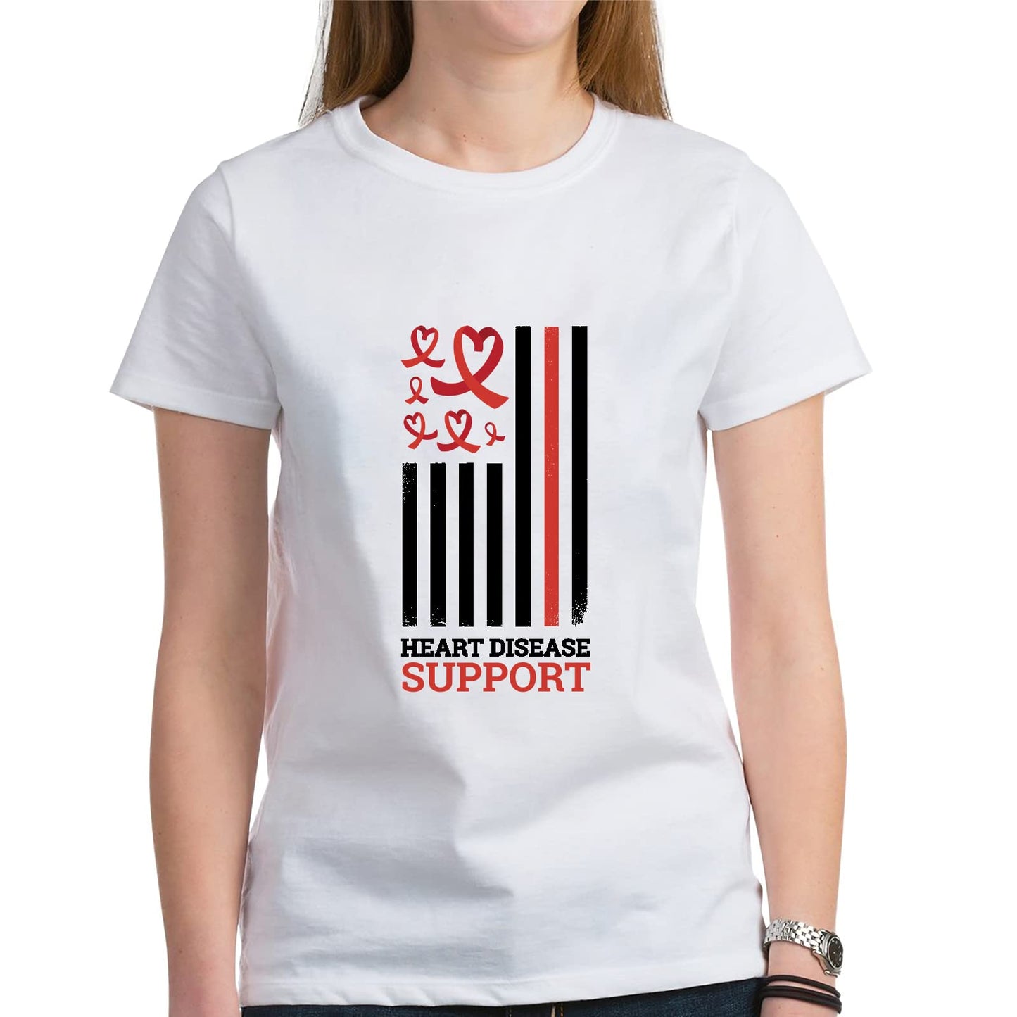 Heart Disease Support Shirt for Women Casual Short Sleeves Top T-Shirt