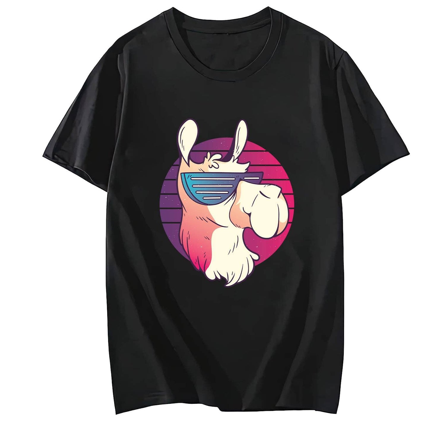 Llama Sungalsses Short Sleeve Comfort Tops T-Shirts for Women
