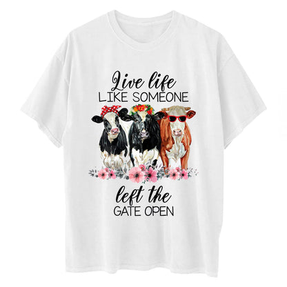 Women's "Just a Girl Who Loves Cow" T-Shirt - Cute Graphics