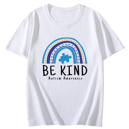 Autism Awareness Short Sleeve Comfort Tops T-Shirts for Women
